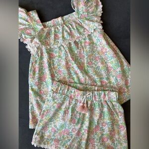 Flapdoodles pastel floral cotton set shirt shorts 4T